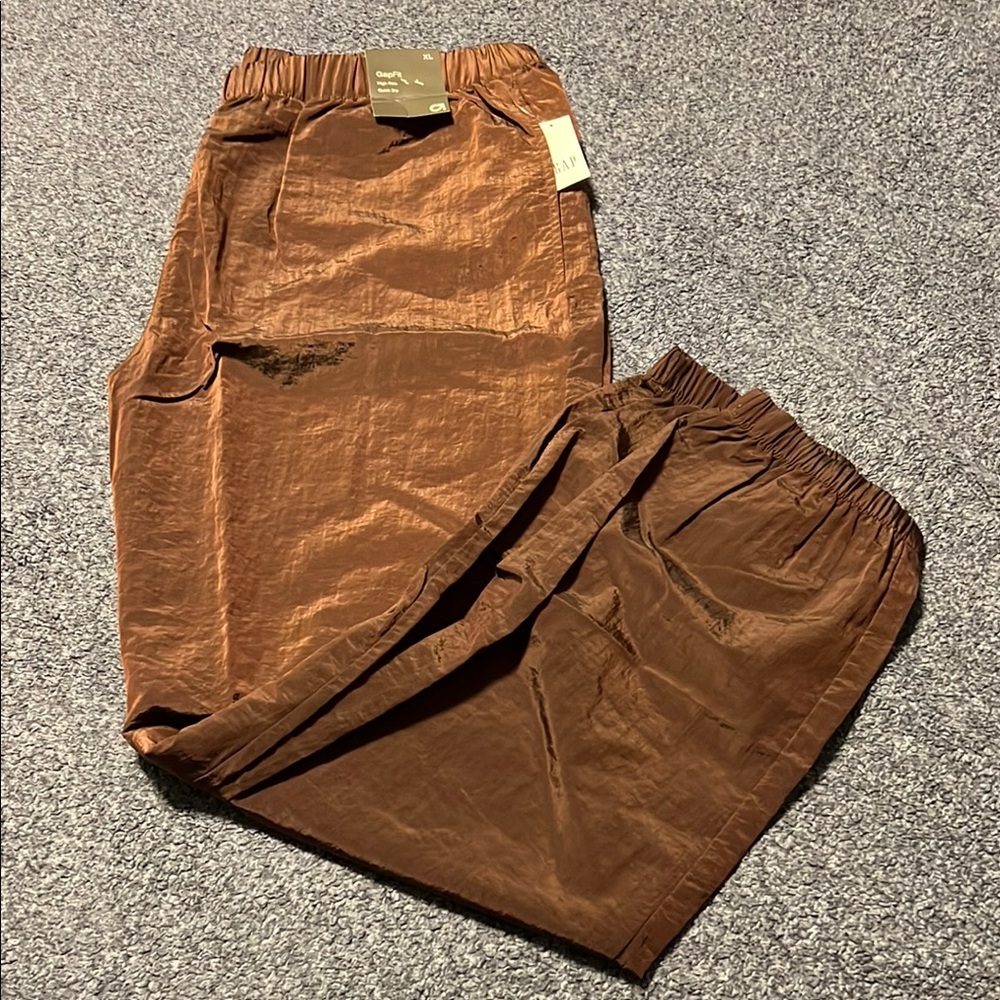 GAP Brown Track Pants with shiny Texture